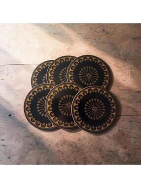 English Life Coaster Set | Six Floral Design Coasters | Vintage Home Decor